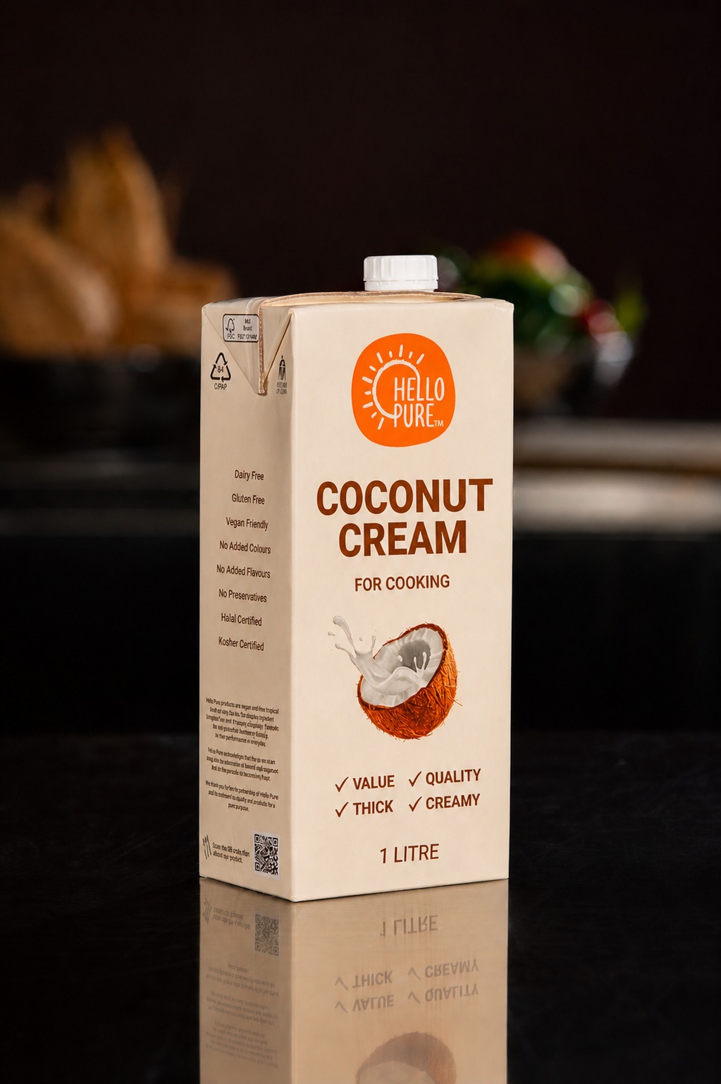 Hello Pure Coconut Cream 1L Tetra packshot